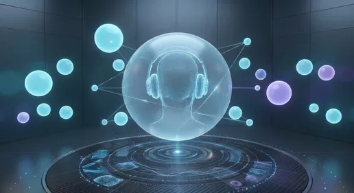 Audio-Objekte im Raum verteilt